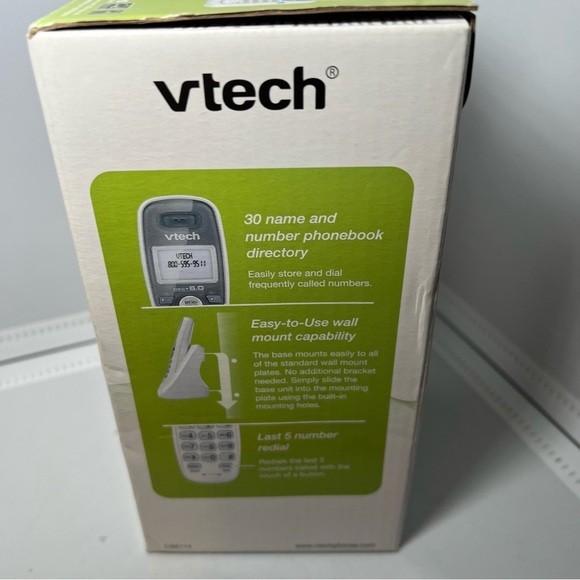 VTECH CS6114 DECT6.0 Cordless White Phone with Caller ID/Call Waiting Brand New - Picture 5 of 6